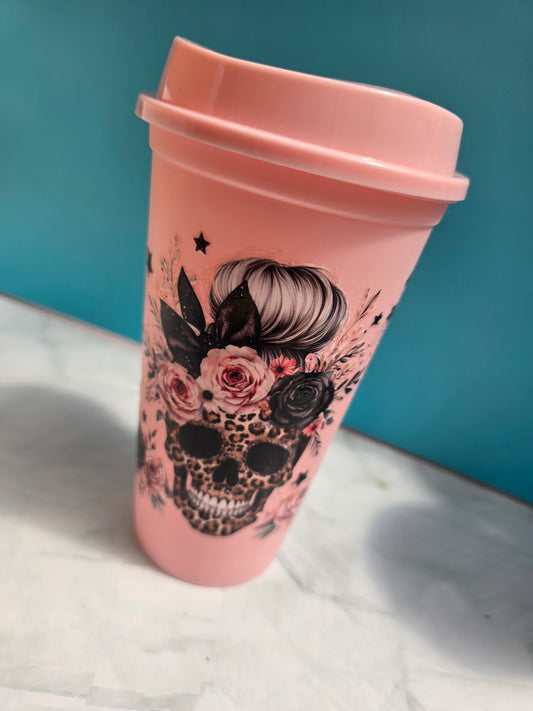 Floral Skull Travel Coffee Cup - Various Colours