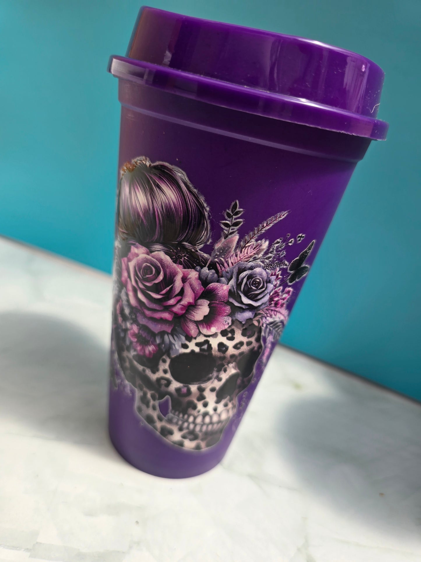 Floral Skull Travel Coffee Cup - Various Colours