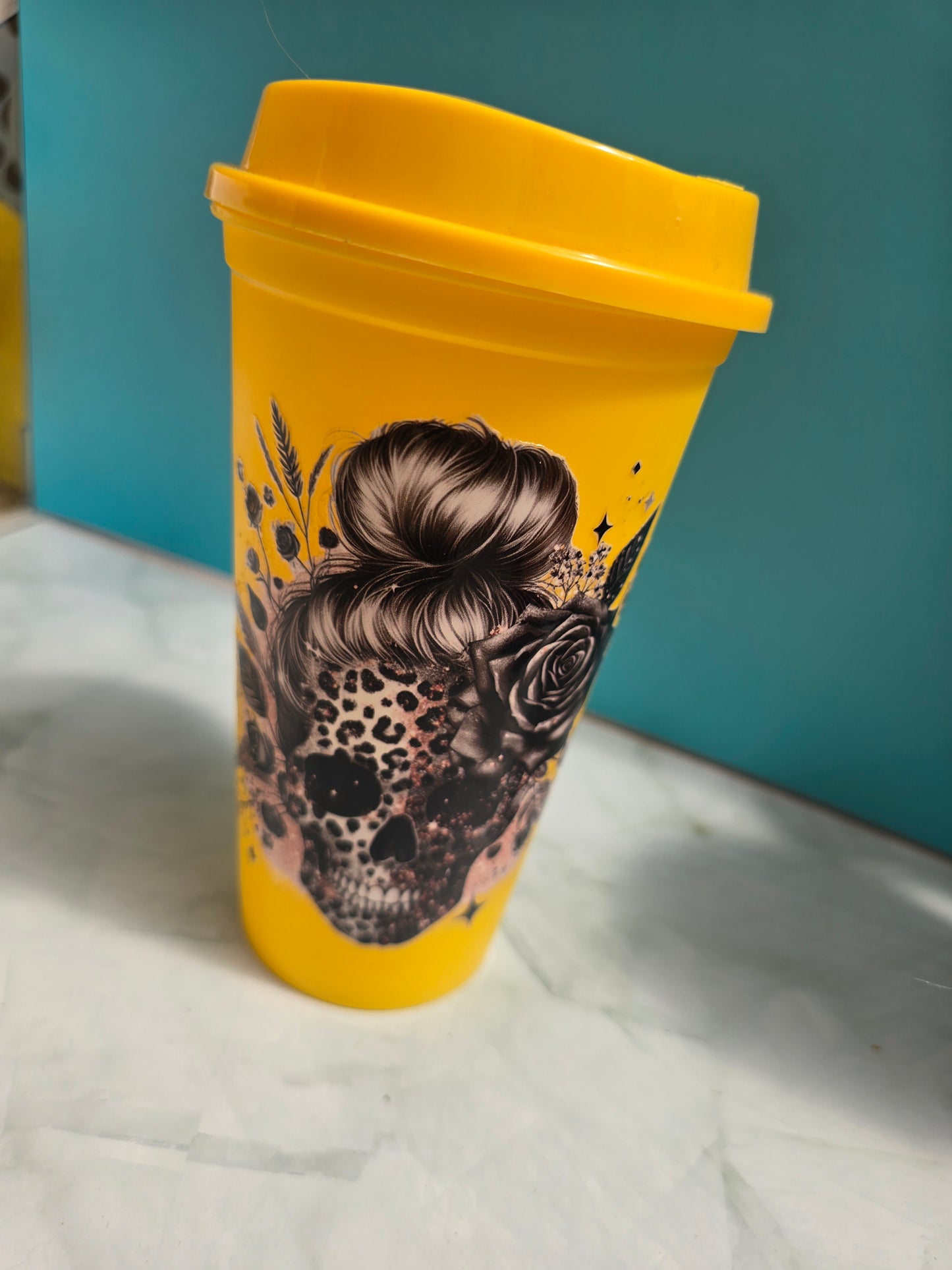 Floral Skull Travel Coffee Cup - Various Colours
