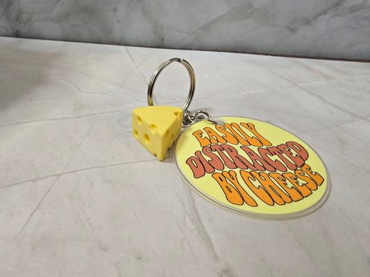 Easily Distracted by Cheese - Keyring